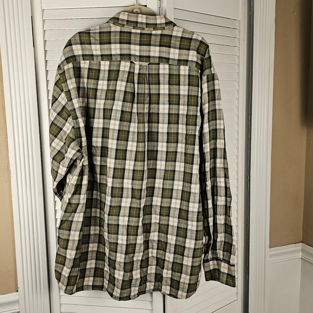 Barbour Mens Green‎ Plaid Tartan Long Sleeve Button Down Shirt XL